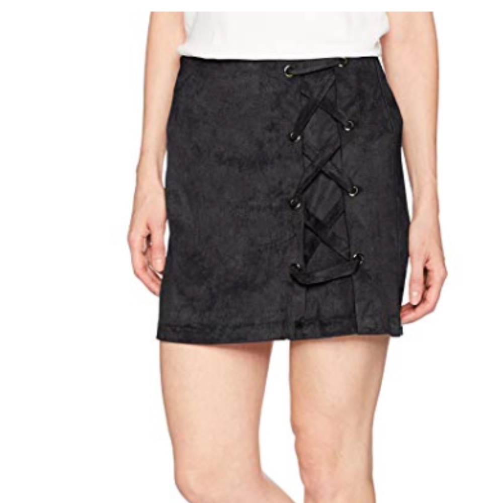 kensie Stretch Suede Skirt With Lace Up Side skirt